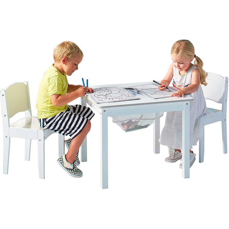 Tafel met 2 stoeltjes kinderstoel kindertafel wit met