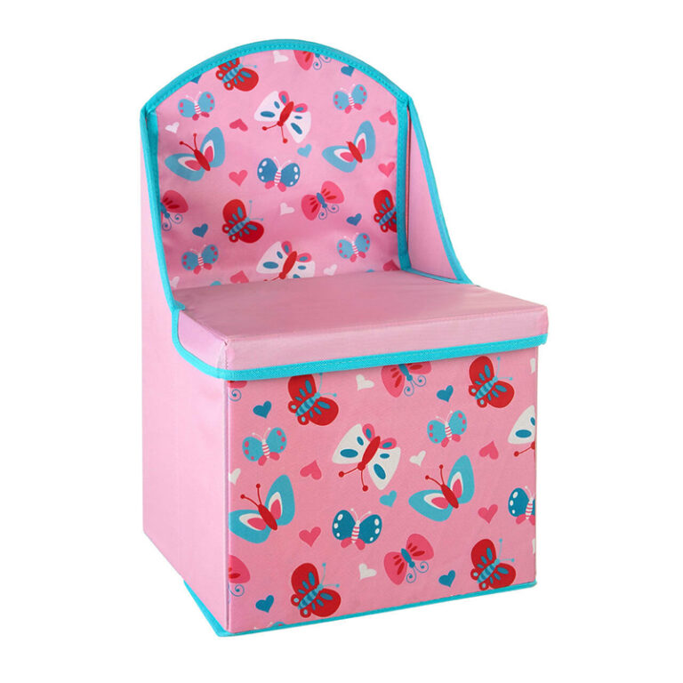 Kinderstoel en opbergbox - 2 in 1 - opvouwbaar - roze