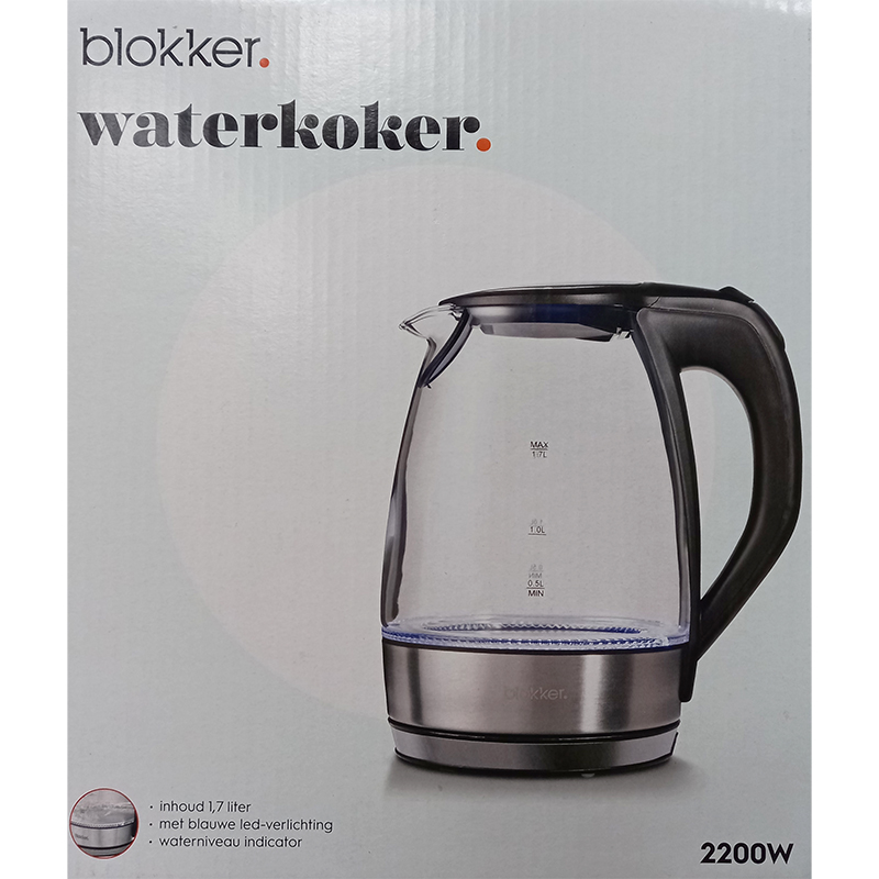 Een hekel hebben aan dans blozen Blokker BL-10001 – waterkoker van glas – snoerloos – 1.7 liter –  Redealer.nl | Gecontroleerde retourproducten en nieuwe overstockproducten  tegen een onverslaanbare lage prijs.