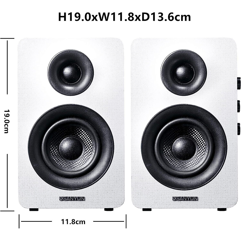 Sanyun SW208 - luidsprekers computer pc gaming- 3 inch - bluetooth – 60W - 3D Surround Sound – 2 stuks - wit - Afbeelding 2