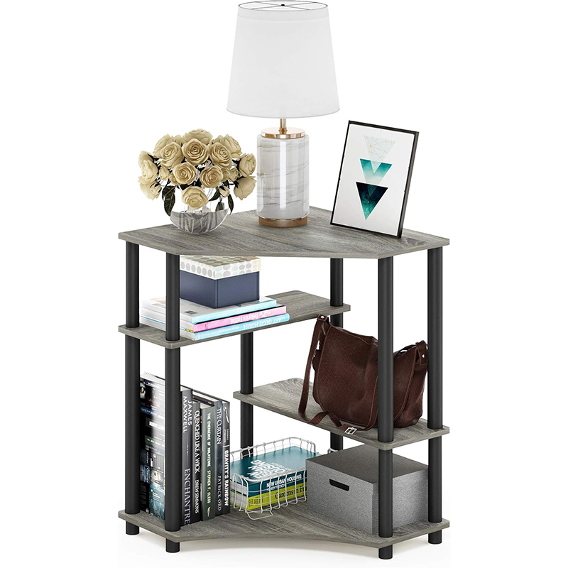 FURINNO Turn-N-Tube - hoekbureau - ruimtebesparend - eikenlook - grijs/zwart - Afbeelding 4