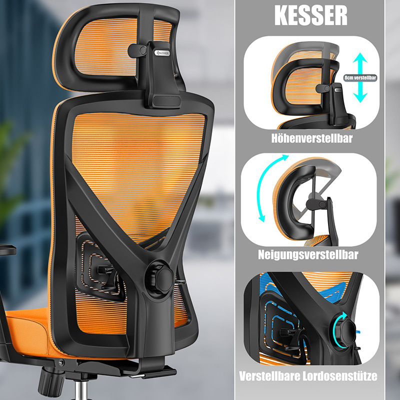 bureaustoel premium oranje zilver