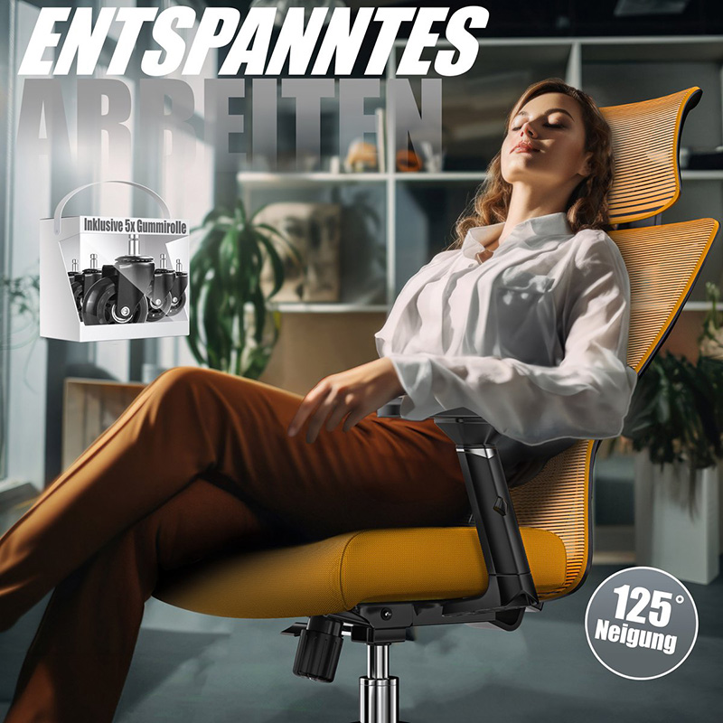 bureaustoel premium oranje zilver