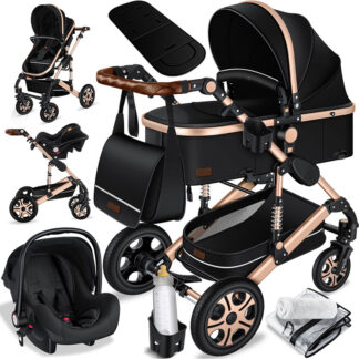 zwart chapgne kinderwagen