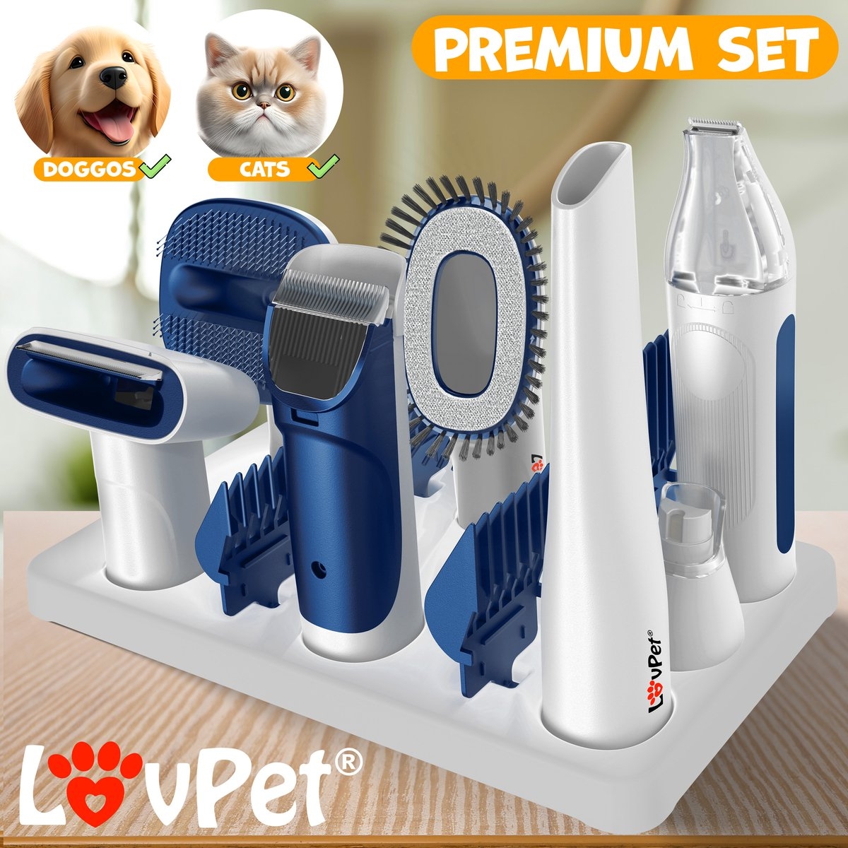 Hondentondeuse - 7in1 tondeuse voor dikke vacht - 7 opzetstukken - hondentrimmer draadloos -oplaadbaar voor honden en katten - Afbeelding 11