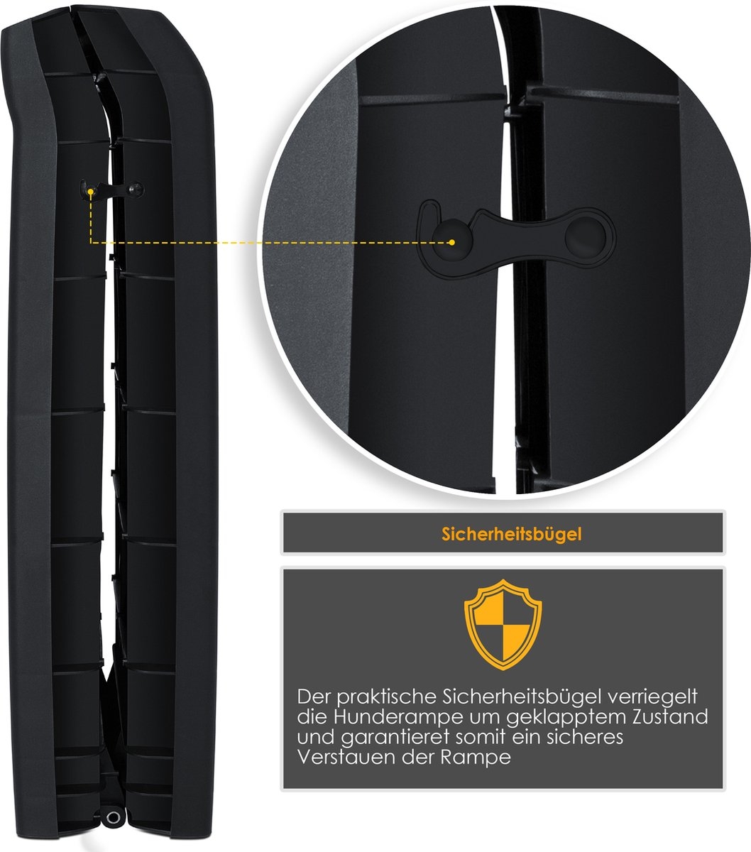 Hondenhelling - Loopplank - hondentrap - opvouwbaar - instaphulp voor kofferbak - tot 90 kg, 156x40cm - antislip - blauw - Afbeelding 5