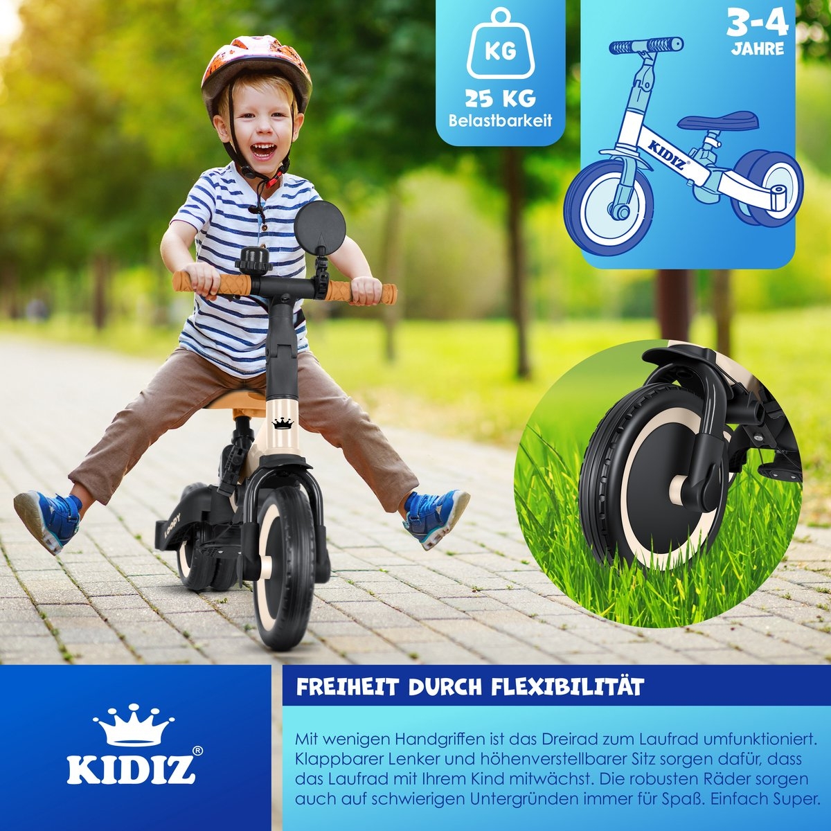 Loopfiets 6in1 - unisex - 1 tot 5 jaar - driewieler - tot 25 kg - kinderfiets - beige - Afbeelding 6