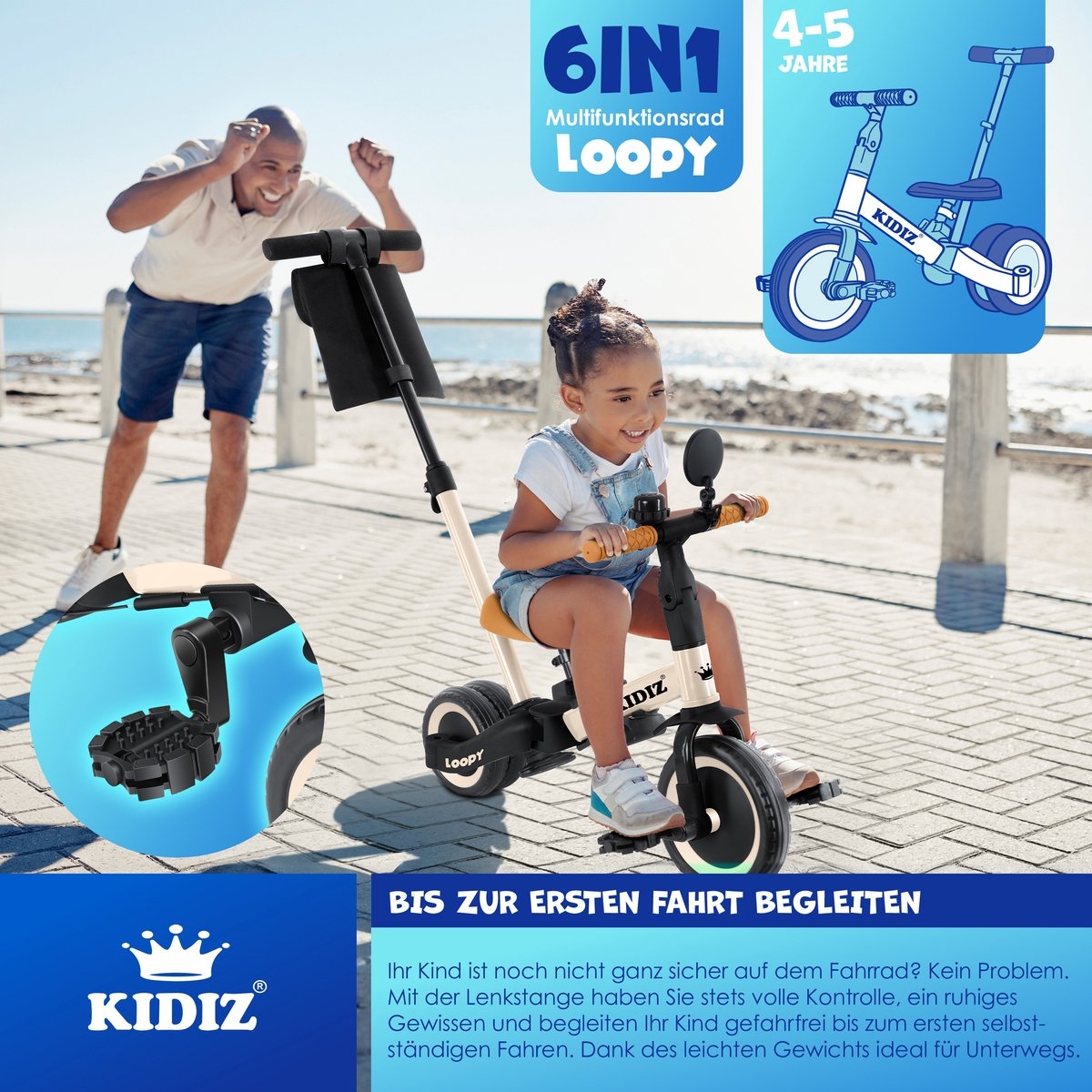Loopfiets 6in1 - unisex - 1 tot 5 jaar - driewieler - tot 25 kg - kinderfiets - beige - Afbeelding 9