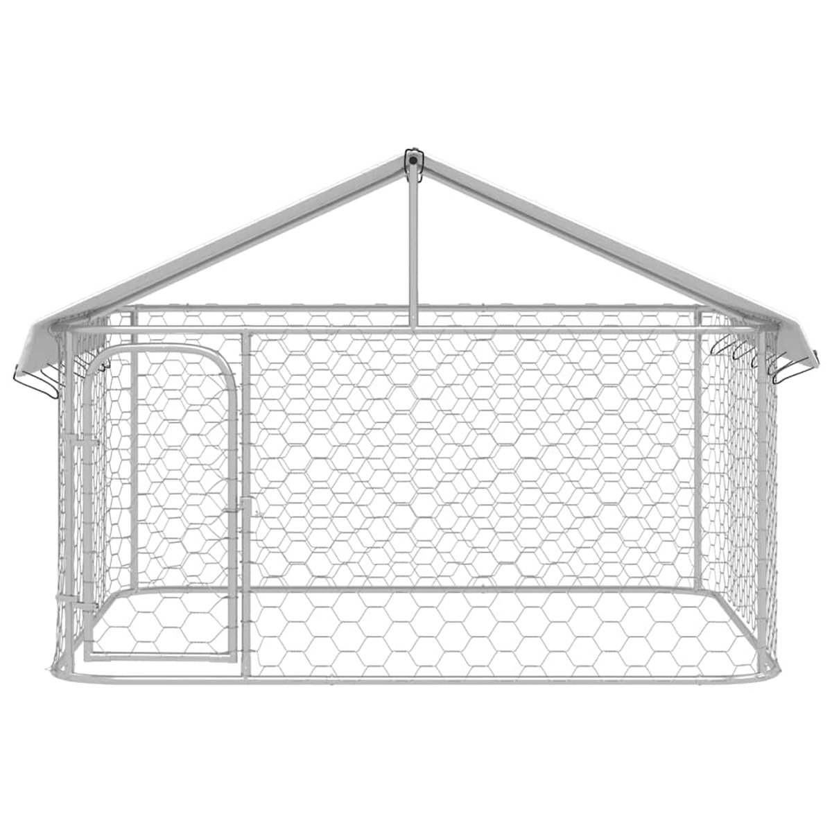 Hondenkennel voor buiten - met dak - 200x200x150 cm - metaal - Afbeelding 5