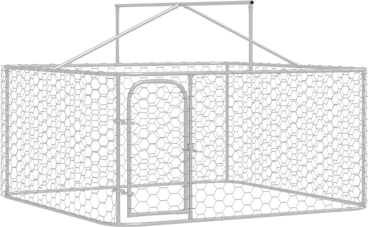 Hondenkennel voor buiten - met dak - 200x200x150 cm - metaal - Afbeelding 7