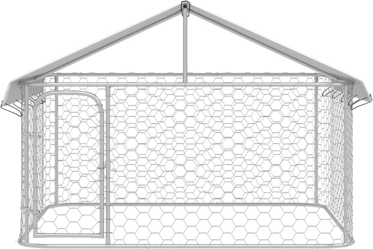 Hondenkennel voor buiten - met dak - 200x200x150 cm - metaal - Afbeelding 8