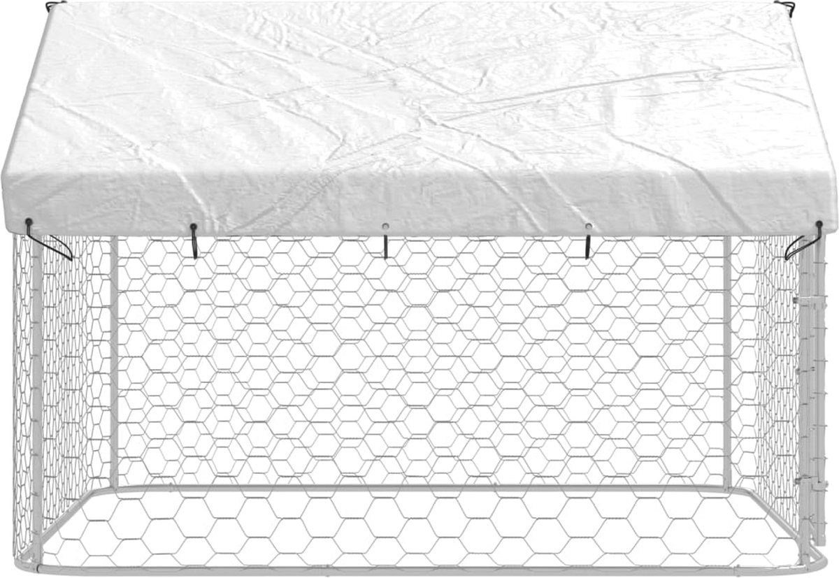 Hondenkennel voor buiten - met dak - 200x200x150 cm - metaal - Afbeelding 10