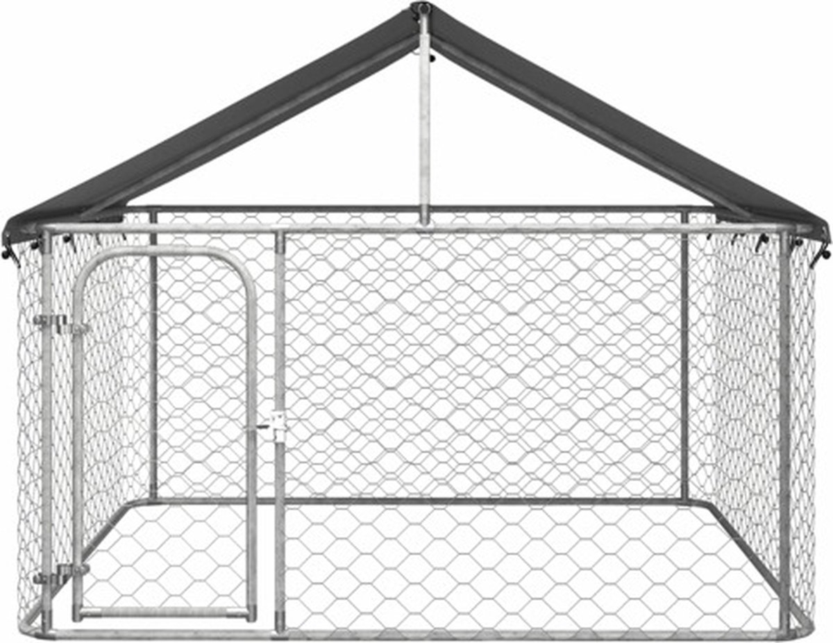 Hondenkennel voor buiten - met dak - 200x200x150 cm - metaal - Afbeelding 15