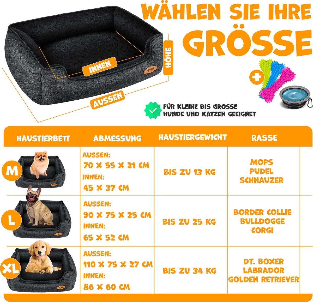 Hondenbed / hondenkussen / hondenmand - XL (110 x 75 x 27 cm) - hoes afneembaar en wasbaar - antraciet - Afbeelding 7