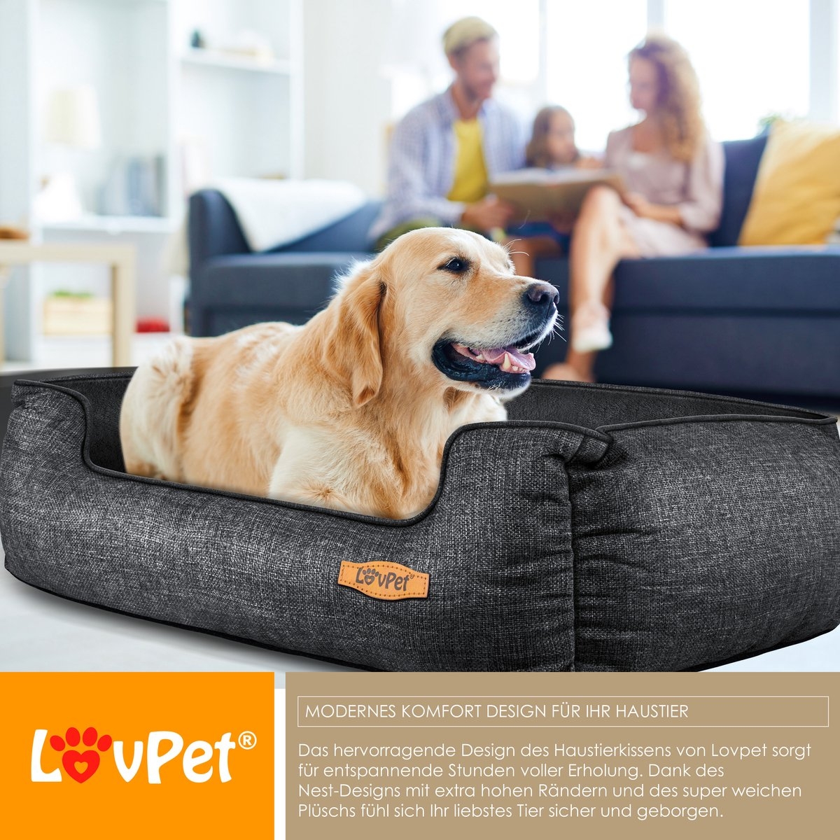 Hondenbed / hondenkussen / hondenmand - XL (110 x 75 x 27 cm) - hoes afneembaar en wasbaar - antraciet - Afbeelding 9