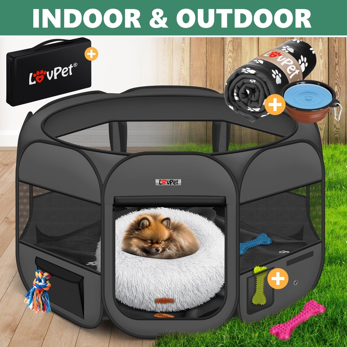 Puppyren / hok voor kleine dieren - honden / katten - diameter 125 cm - opvouwbaar - antraciet / donkergrijs - Afbeelding 2