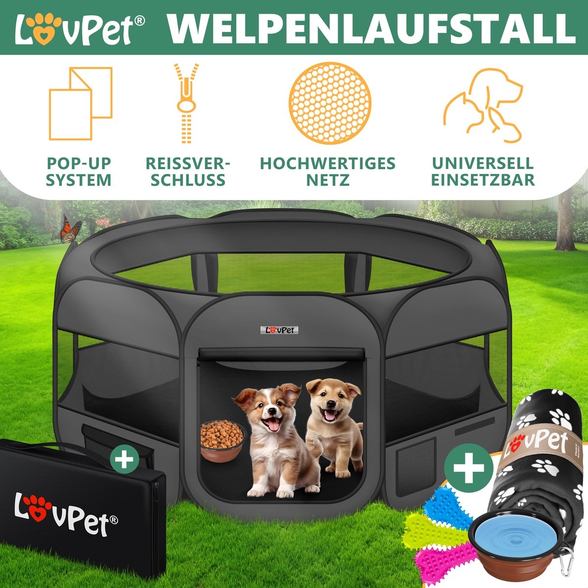 Puppyren / hok voor kleine dieren - honden / katten - diameter 125 cm - opvouwbaar - antraciet / donkergrijs - Afbeelding 5