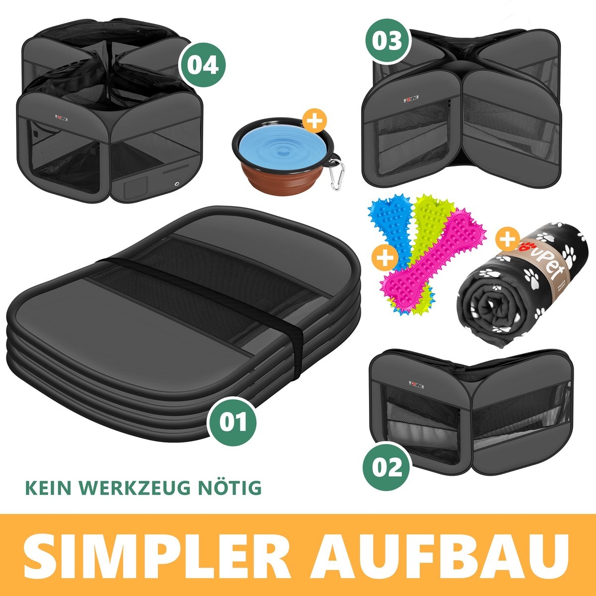 Puppyren / hok voor kleine dieren - honden / katten - diameter 125 cm - opvouwbaar - antraciet / donkergrijs - Afbeelding 12