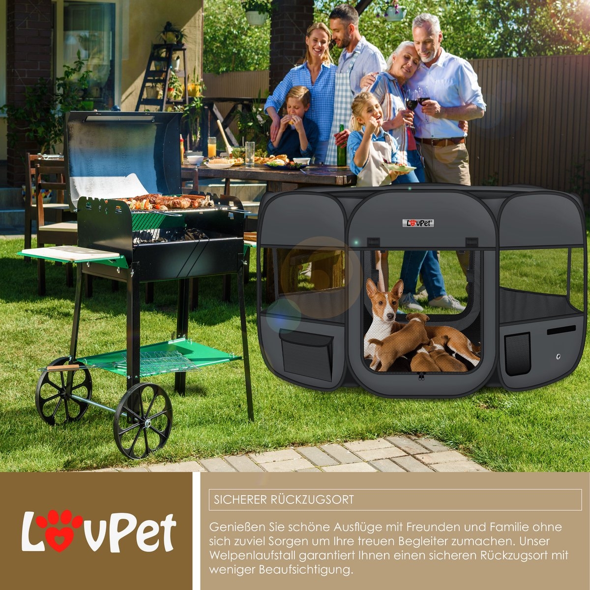 Puppyren / hok voor kleine dieren - honden / katten - diameter 125 cm - opvouwbaar - antraciet / donkergrijs - Afbeelding 15