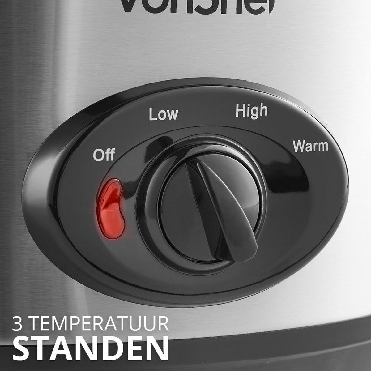VonShef Slowcooker | 3,5L | 3 warmtestanden | RVS | Veilig in gebruik - Afbeelding 5