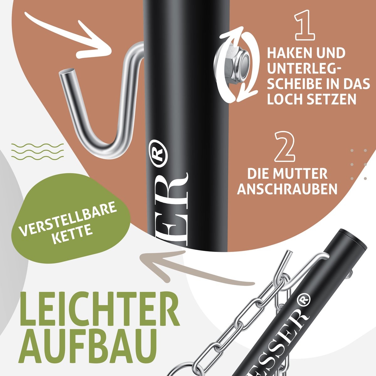 Hangmat hill - dubbele hangmat - 2 personen - 200kg draagvermogen - met kussen - metalen frame - grijs - Afbeelding 2