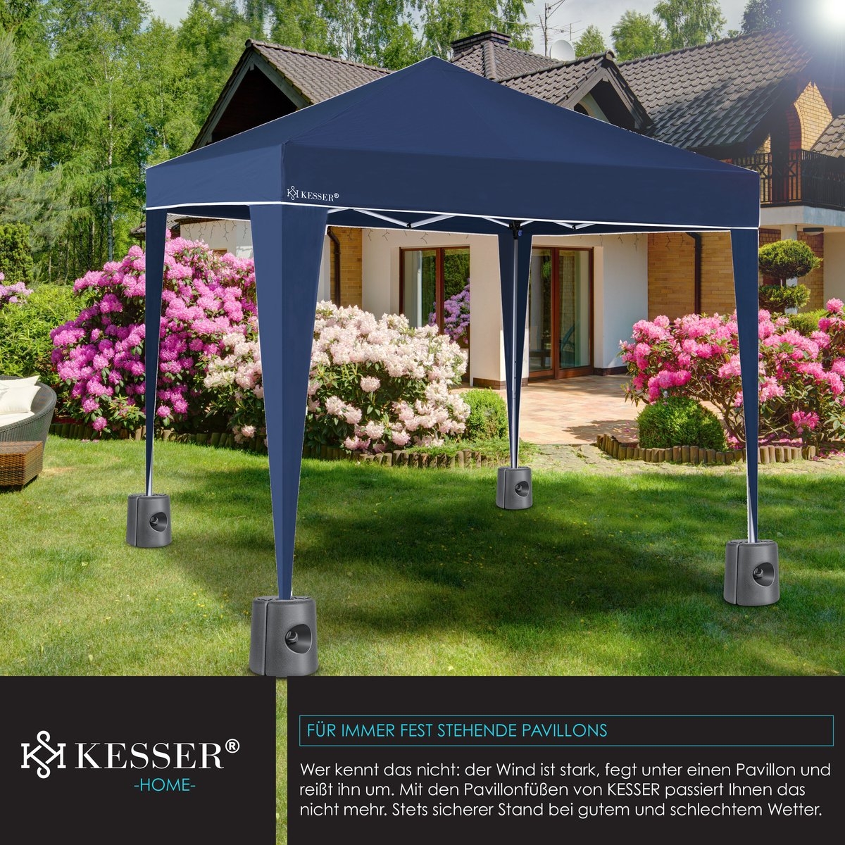 Gewichten voor partytent en paviljoen - set van 4 - Vulbare voet met water / zand - verzwaring voor tenten - antraciet - Afbeelding 8