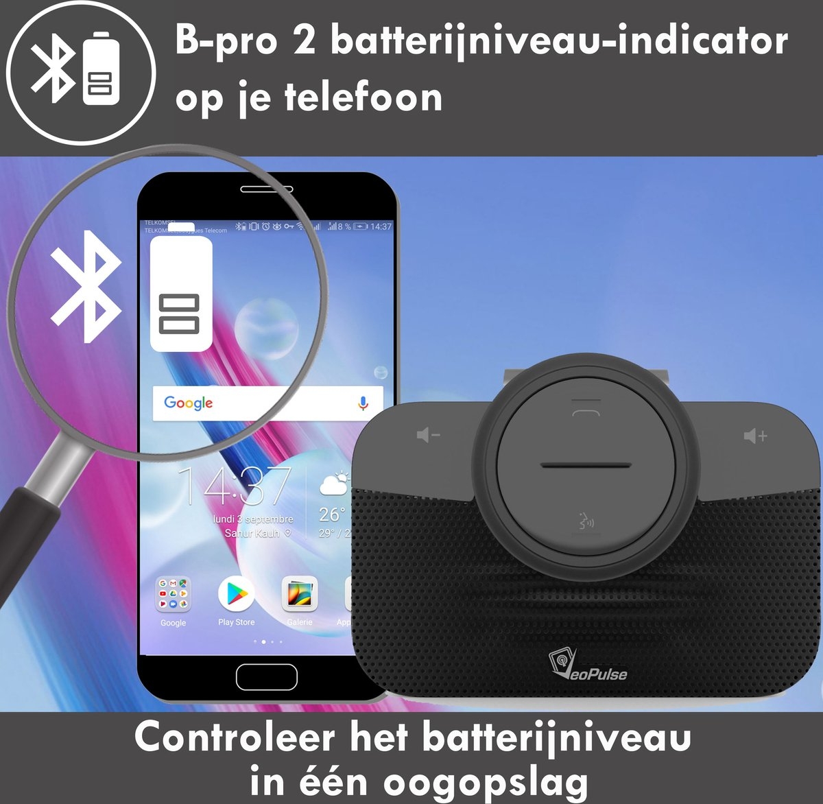 Bluetooth Carkit VeoPulse B-Pro 2B - handsfree autorijden met automatische connectie en uitstekende geluidskwaliteit - compatibel met alle smartphones - Afbeelding 5