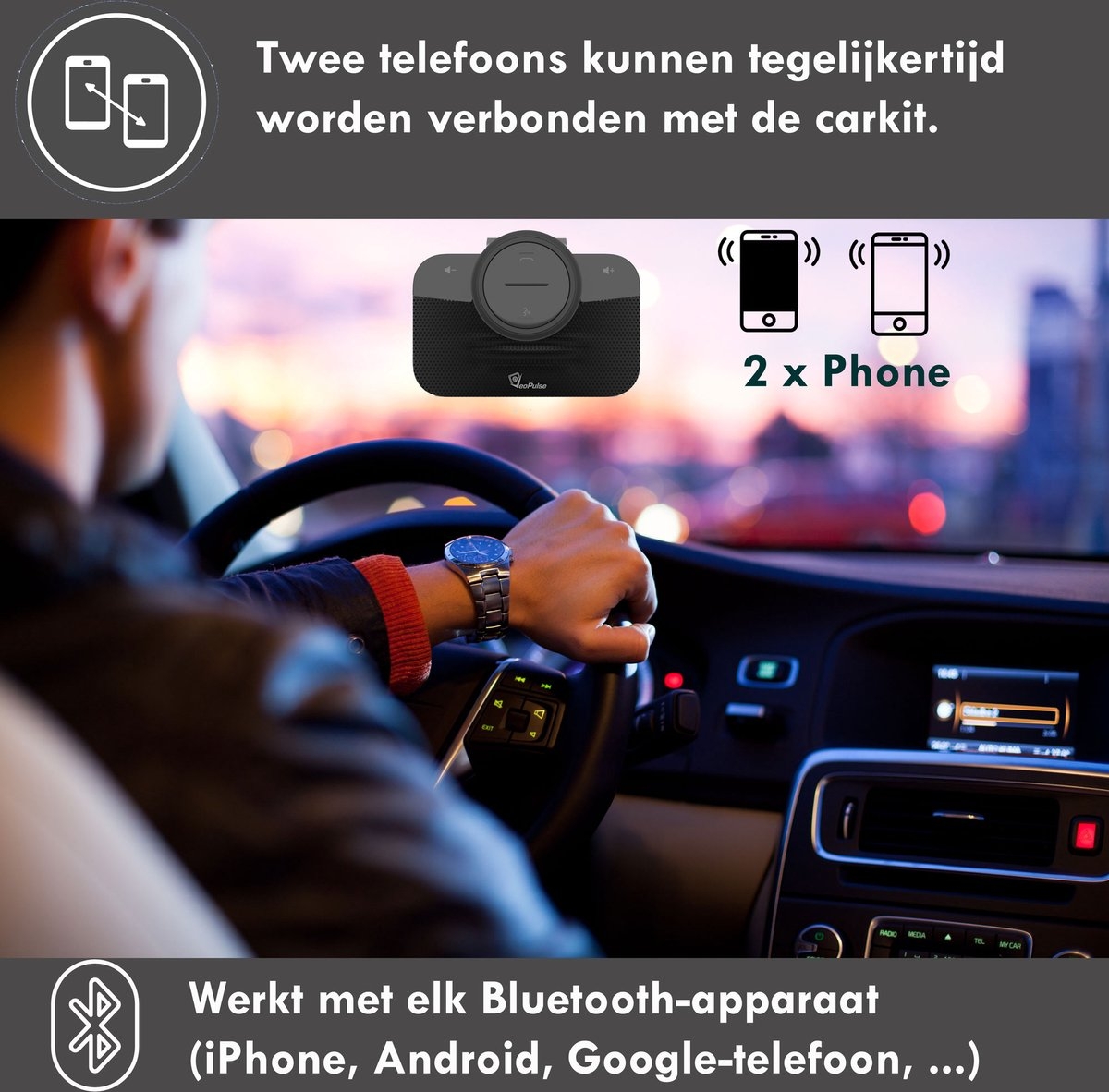Bluetooth Carkit VeoPulse B-Pro 2B - handsfree autorijden met automatische connectie en uitstekende geluidskwaliteit - compatibel met alle smartphones - Afbeelding 4