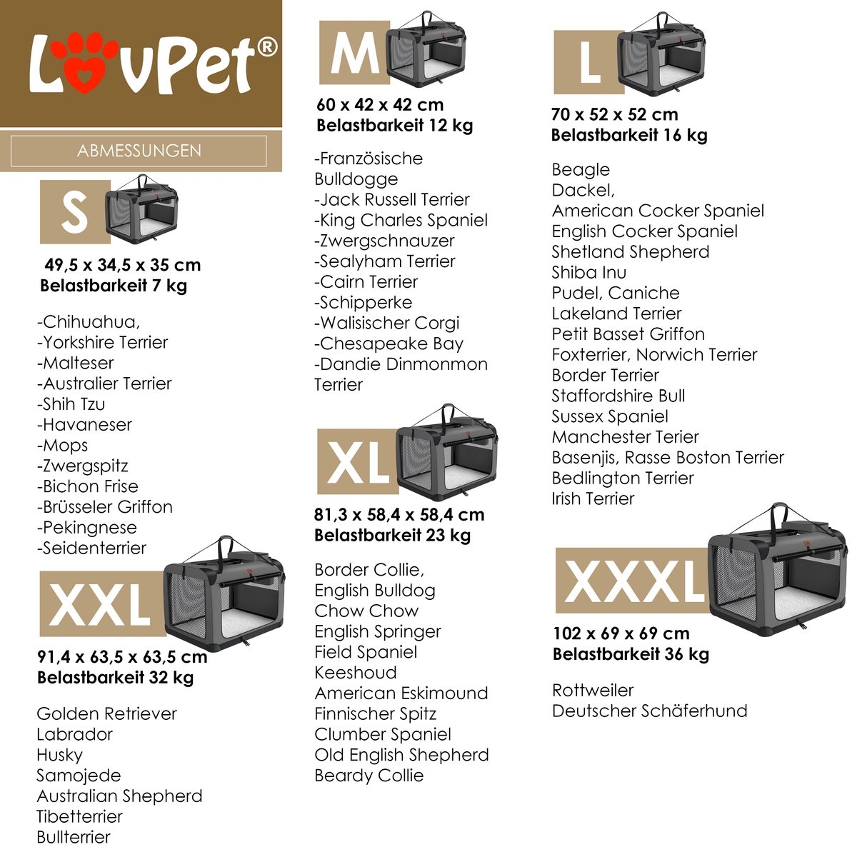 Lovepet - transportbox voor honden - reisbench - opvouwbaar incl. - maat XXL (91.4x63.5x63.5 cm)- grijs - Afbeelding 6