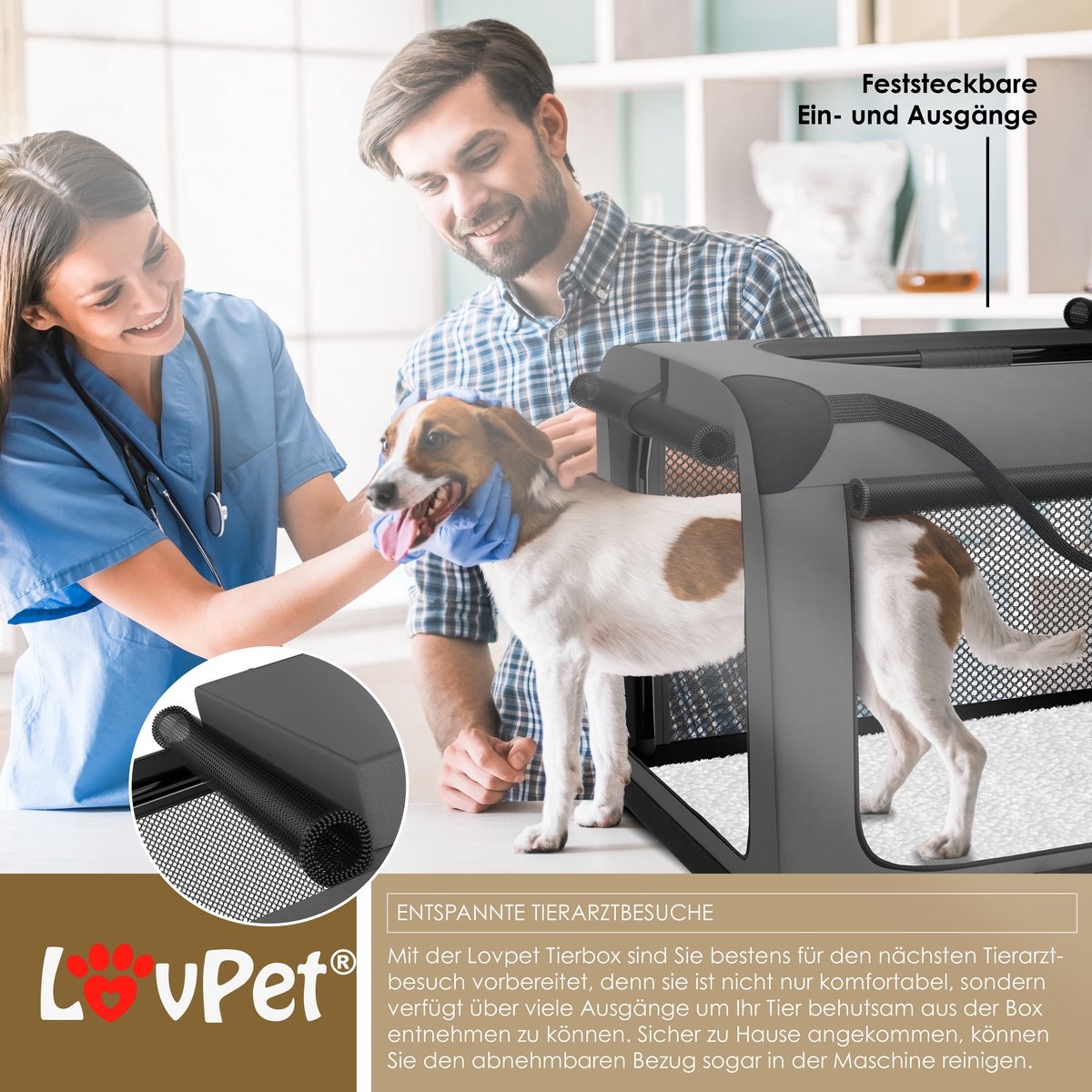 Lovepet - transportbox voor honden - reisbench - opvouwbaar incl. - maat XXL (91.4x63.5x63.5 cm)- grijs - Afbeelding 8
