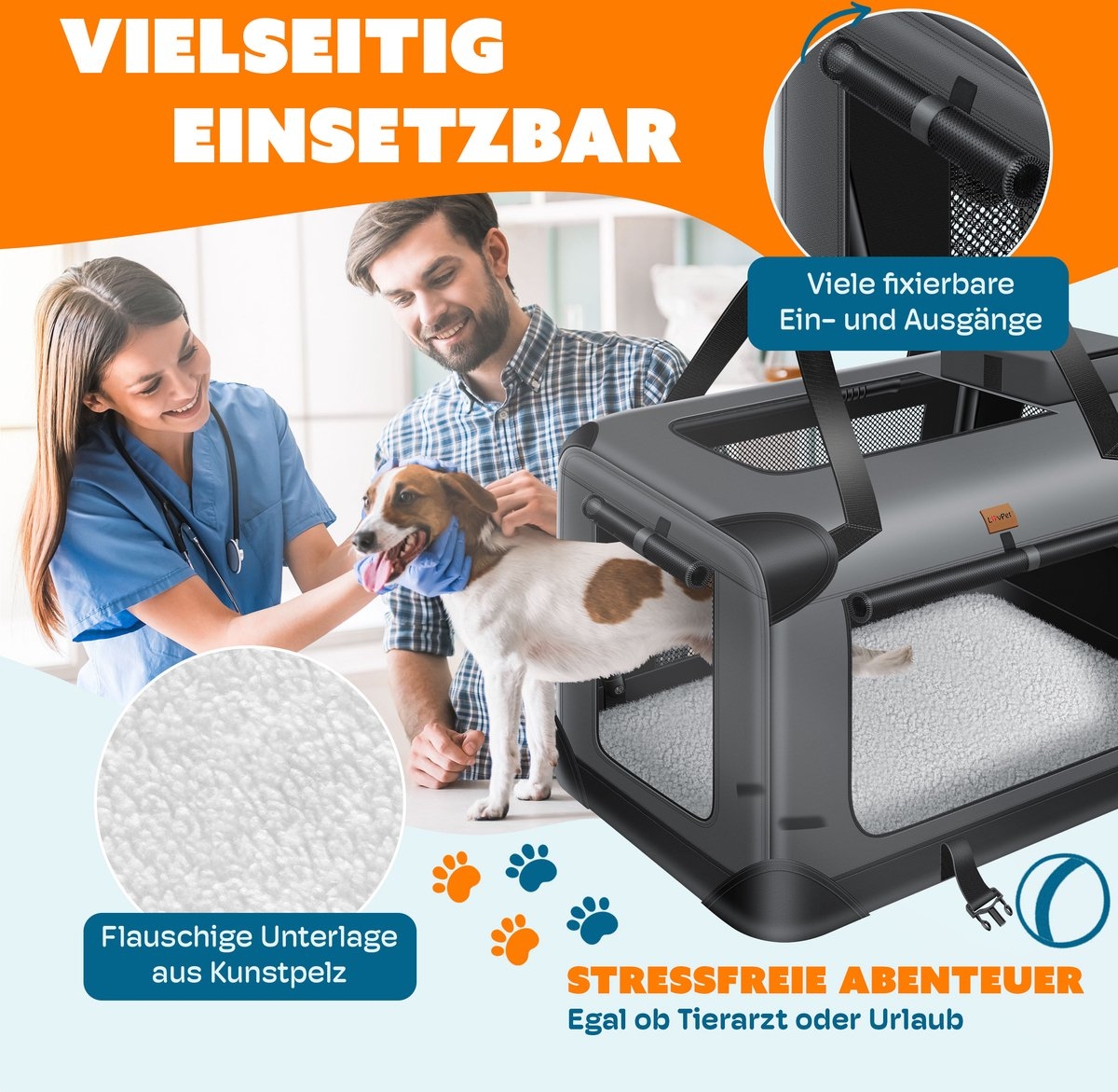 Lovepet - transportbox voor honden - reisbench - opvouwbaar incl. - maat XXL (91.4x63.5x63.5 cm)- grijs - Afbeelding 16
