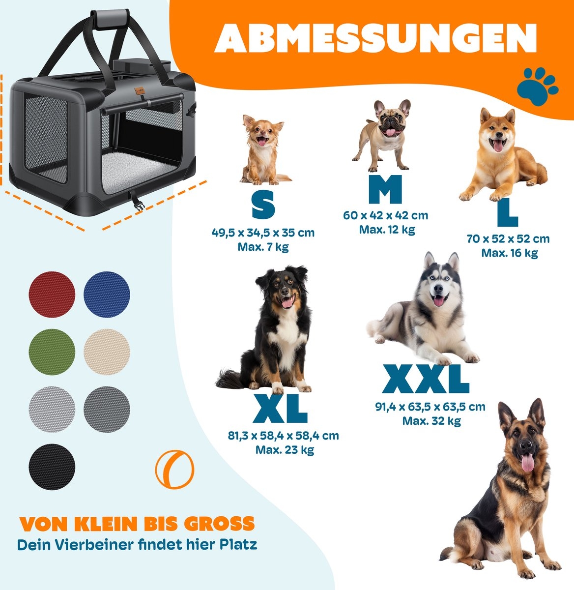 Lovepet - transportbox voor honden - reisbench - opvouwbaar incl. - maat XXL (91.4x63.5x63.5 cm)- grijs - Afbeelding 18