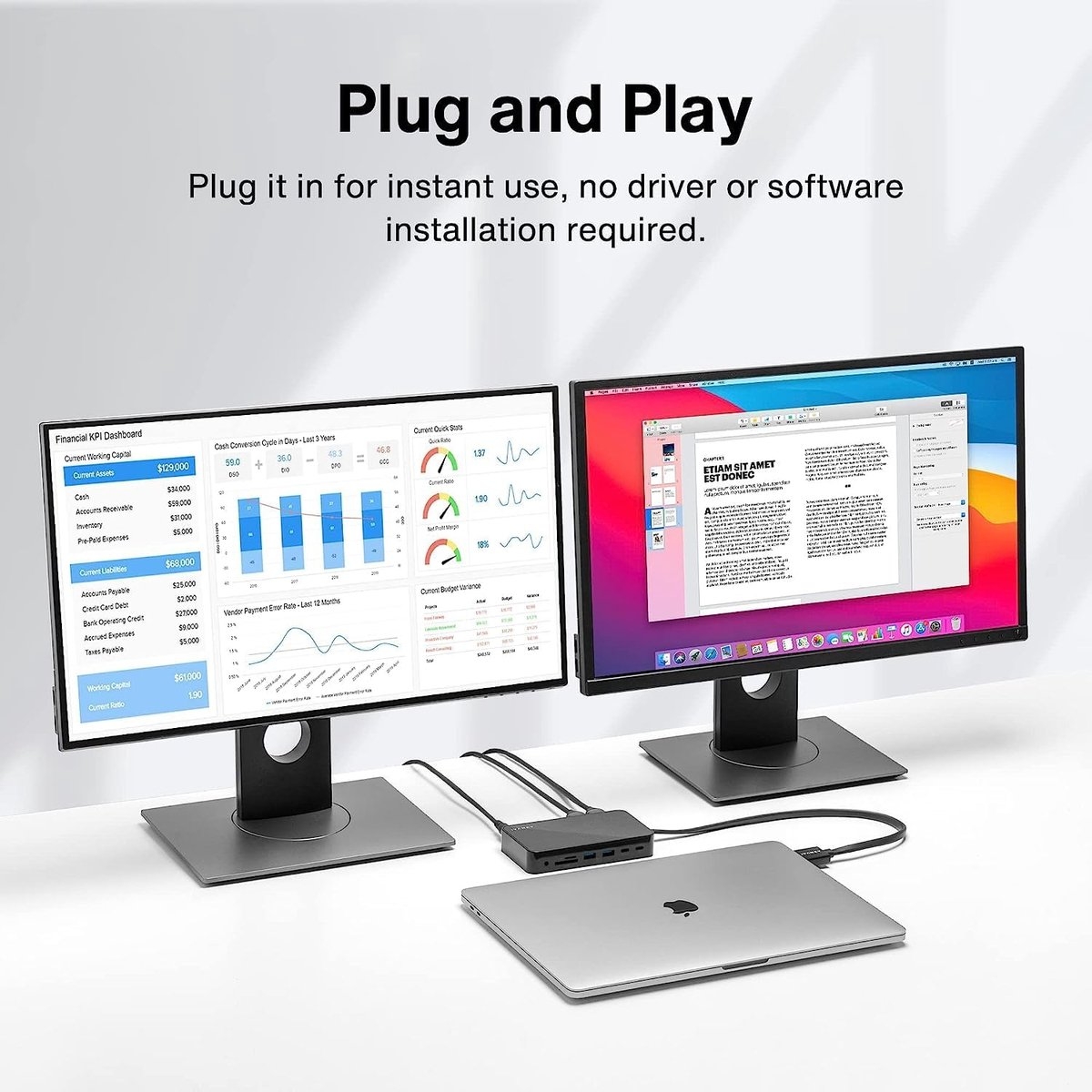 iVANKY 12-in-2 Dual 4K@60Hz MacBook Pro Docking Station met 180W Power Adapter - Afbeelding 3