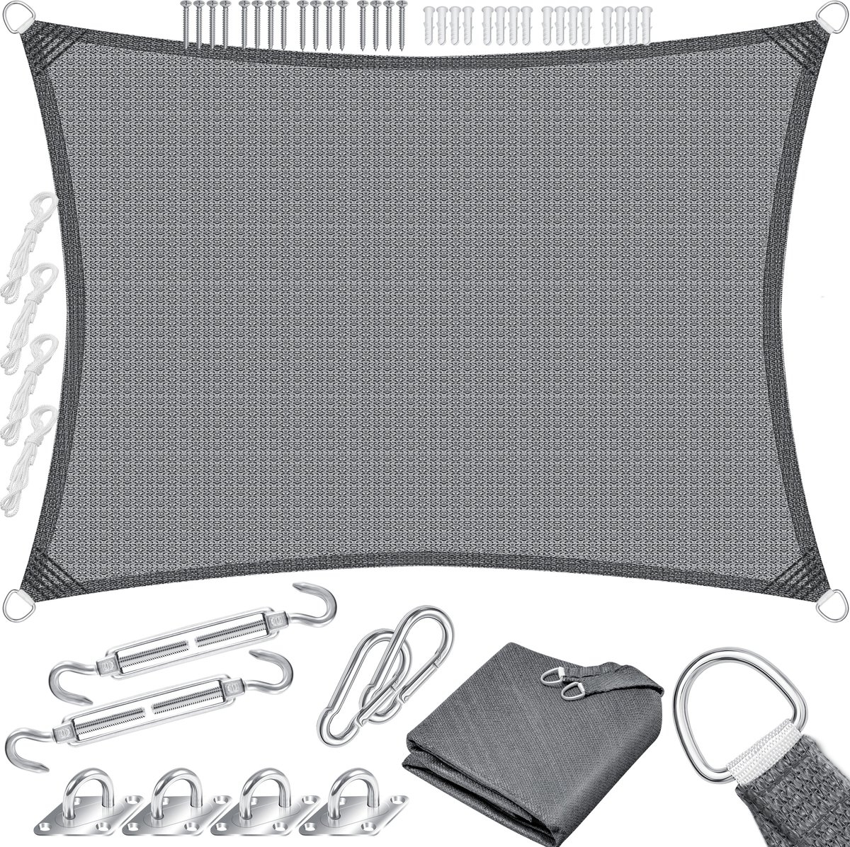 Zonnezeil - schaduwdoek - zonnescherm - 2x3 meter - antraciet