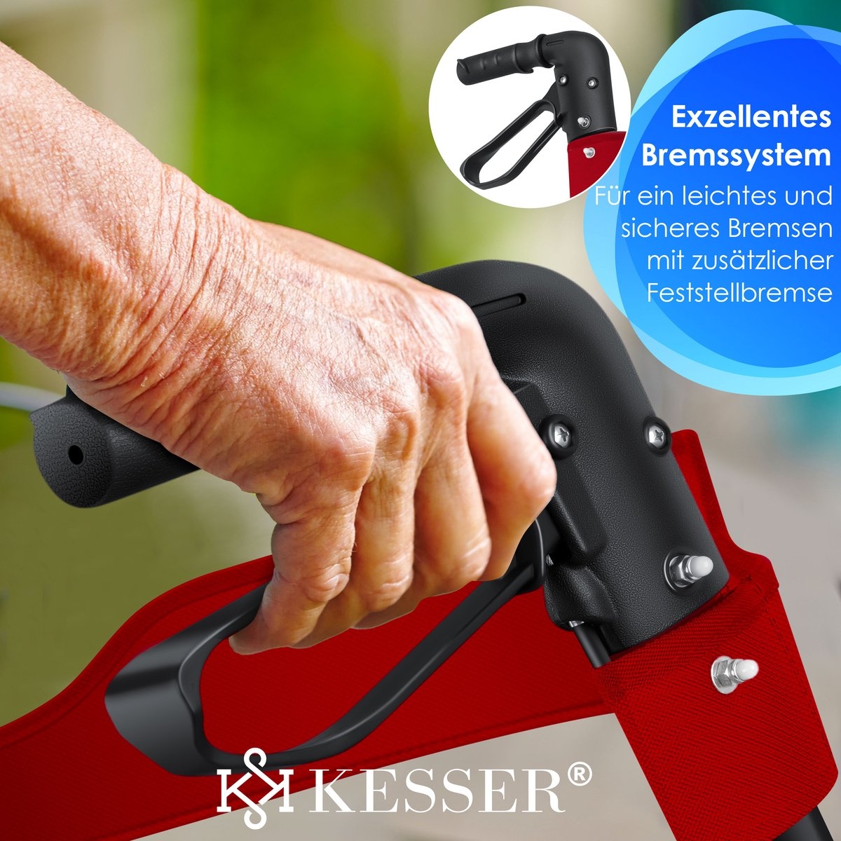 Rollator - lichtgewicht en inklapbaar - looprek - opvouwbaar - aluminium - rood / zwart - Afbeelding 6