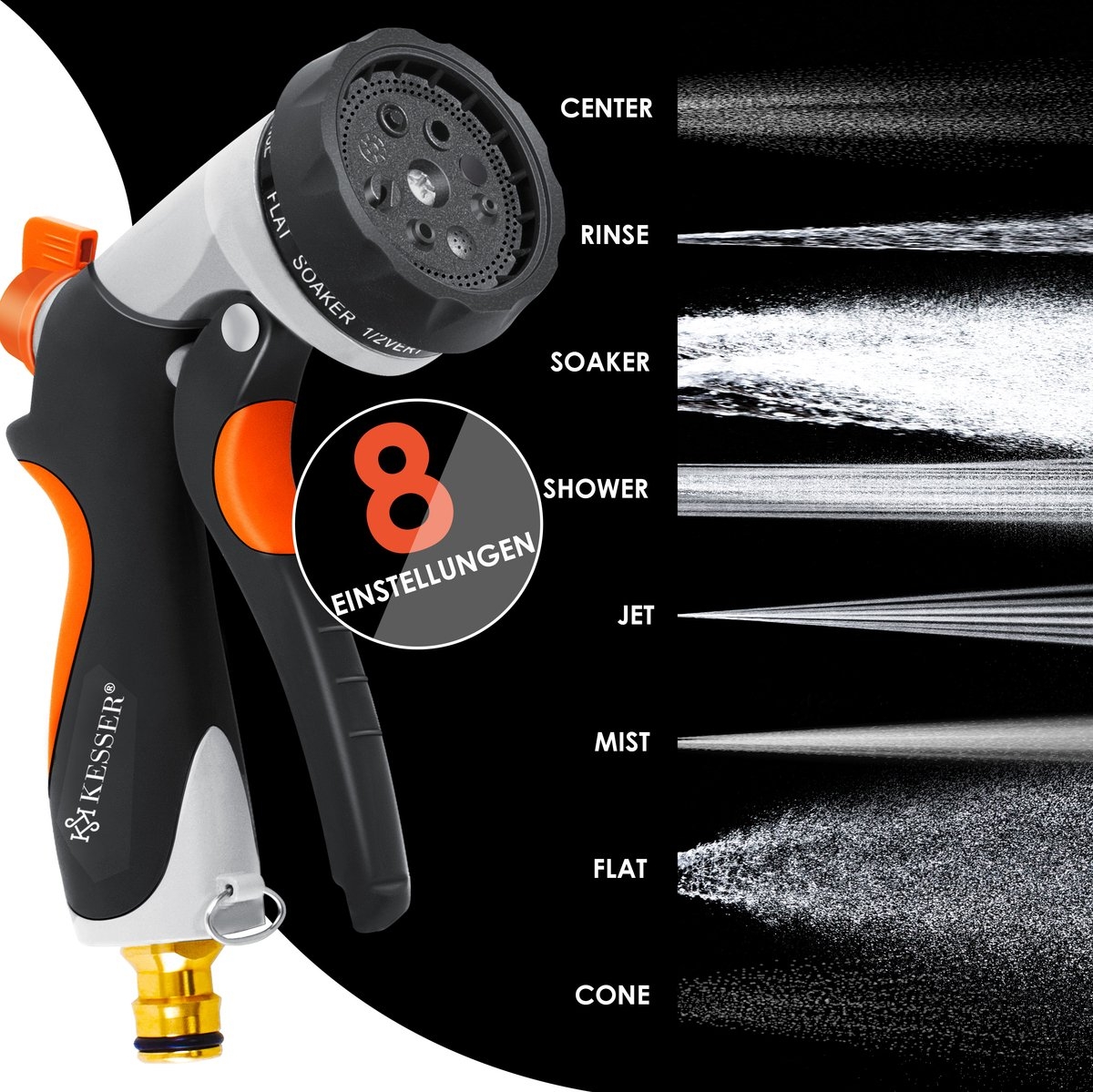 Premium Tuinslang flexibel - 22,5 meter - uitrekbare tuinslang inclusief aansluitingen, ophanghaak en sproeikop - zwart - Afbeelding 4