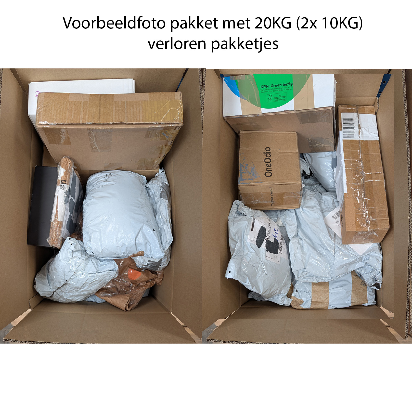 Verloren pakketjes doos van 20KG - verloren en zoekgeraakte pakketten in een doos