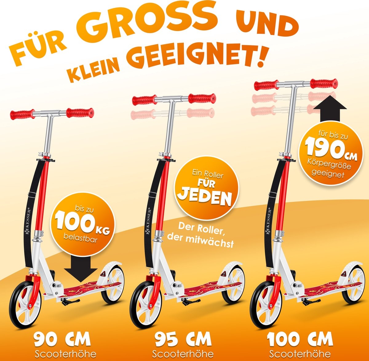 Step – voor kinderen en volwassenen – wieldiameter 205 mm – rood met wit - Afbeelding 2