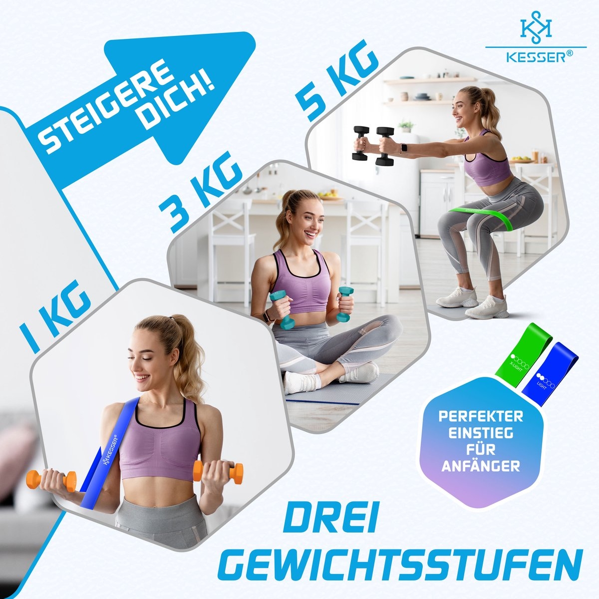 Dumbell Set - 18 kg totaal - 2x5 kg 2x3kg 2x1kg - met standaard - voorzien van antislip grip - Afbeelding 6