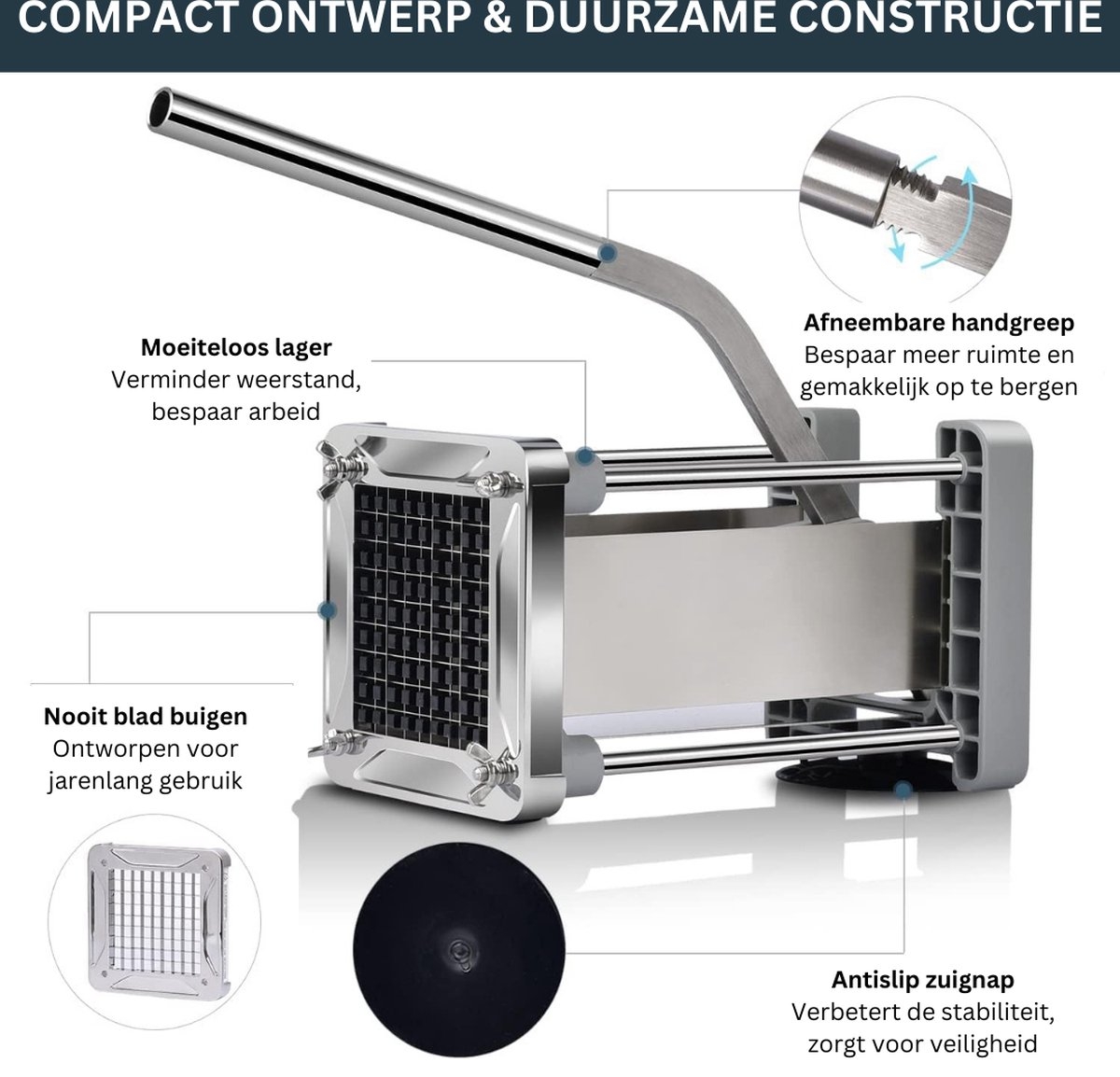 Sopito - professionele Frietsnijder - RVS - 12x12 mm formaat - - Afbeelding 6