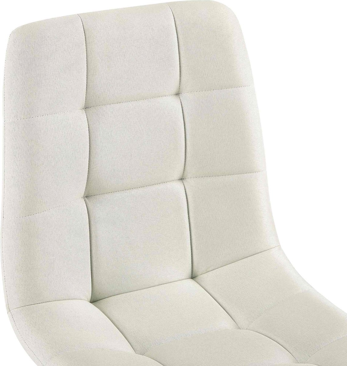 4x eetkamerstoelen - gebroken wit - Set van 4 - Stof met metaal - met vierkant motief - Afbeelding 6