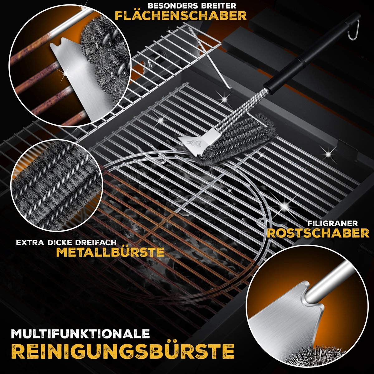 Houtskoolbarbecue XL - Barbeque / bbq - met wielen, deksel, RVS handvat, rooster thermometer - met accessoires - Afbeelding 7