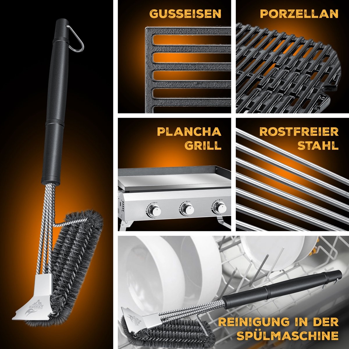 Houtskoolbarbecue XL - Barbeque / bbq - met wielen, deksel, RVS handvat, rooster thermometer - met accessoires - Afbeelding 14