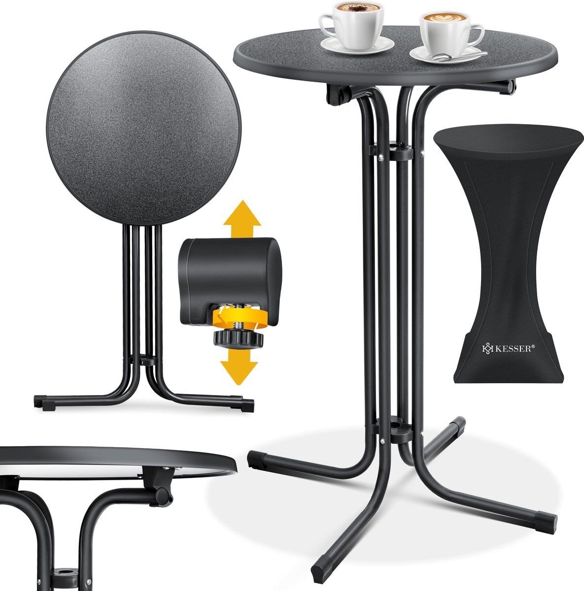 Statafel rond diameter 60 cm - weerbestendig - hittebestendig - zwart