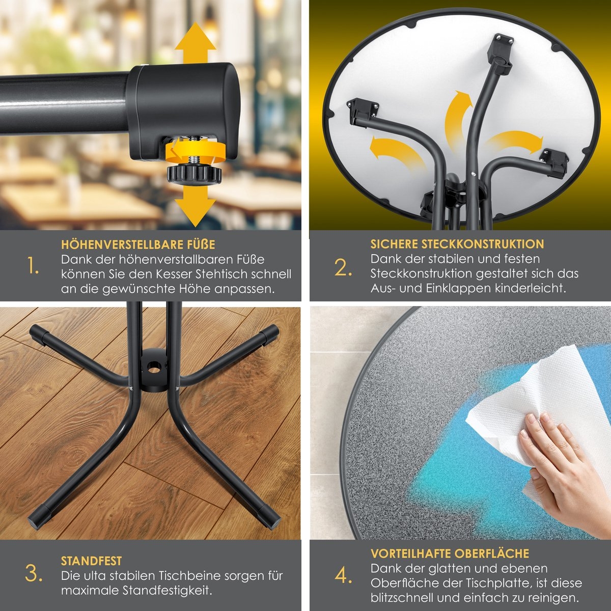 Statafel rond diameter 60 cm - weerbestendig - hittebestendig - zwart - Afbeelding 2