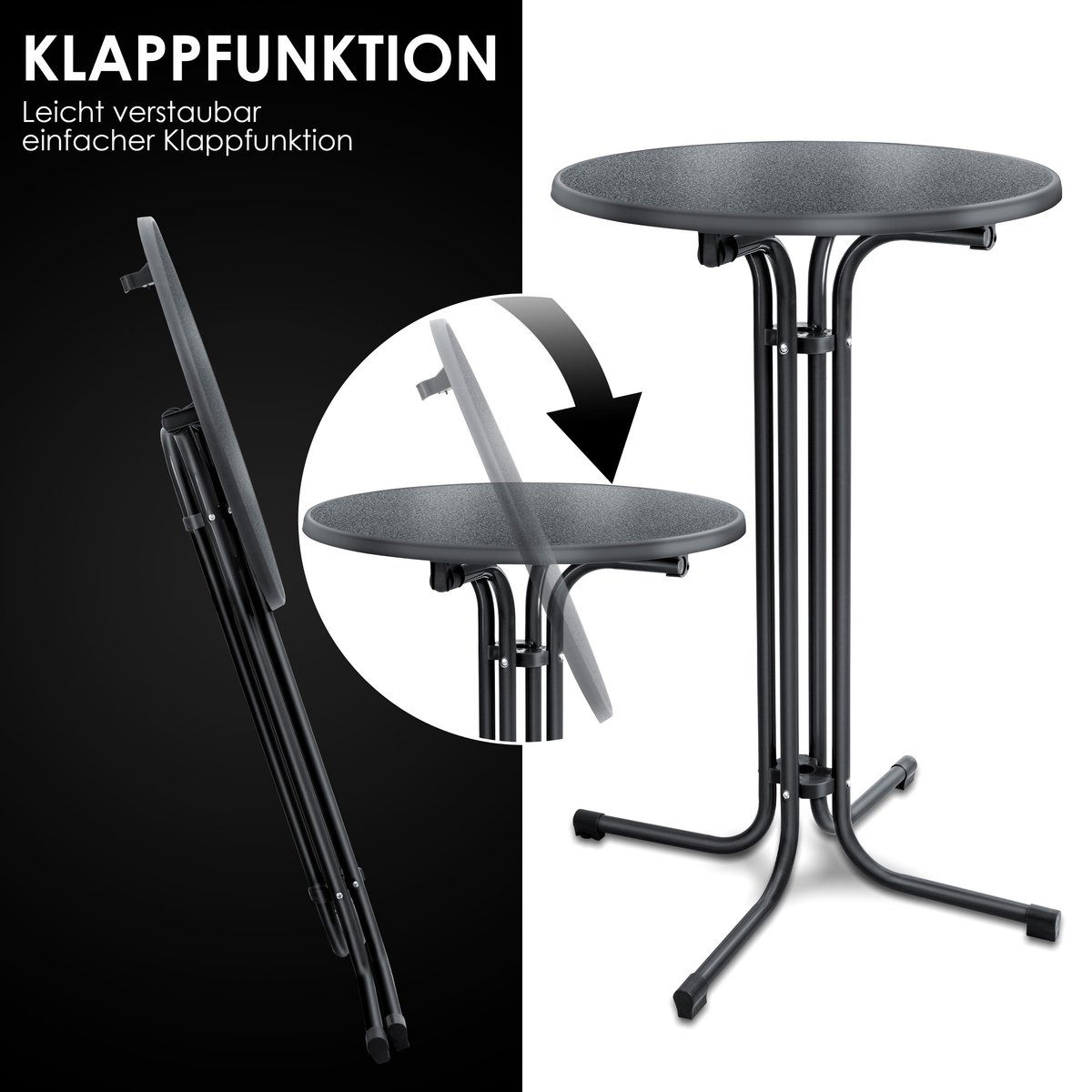 Statafel rond diameter 60 cm - weerbestendig - hittebestendig - zwart - Afbeelding 4