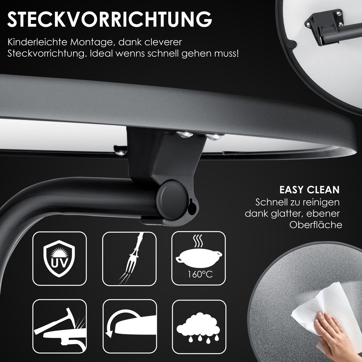 Statafel rond diameter 60 cm - weerbestendig - hittebestendig - zwart - Afbeelding 9