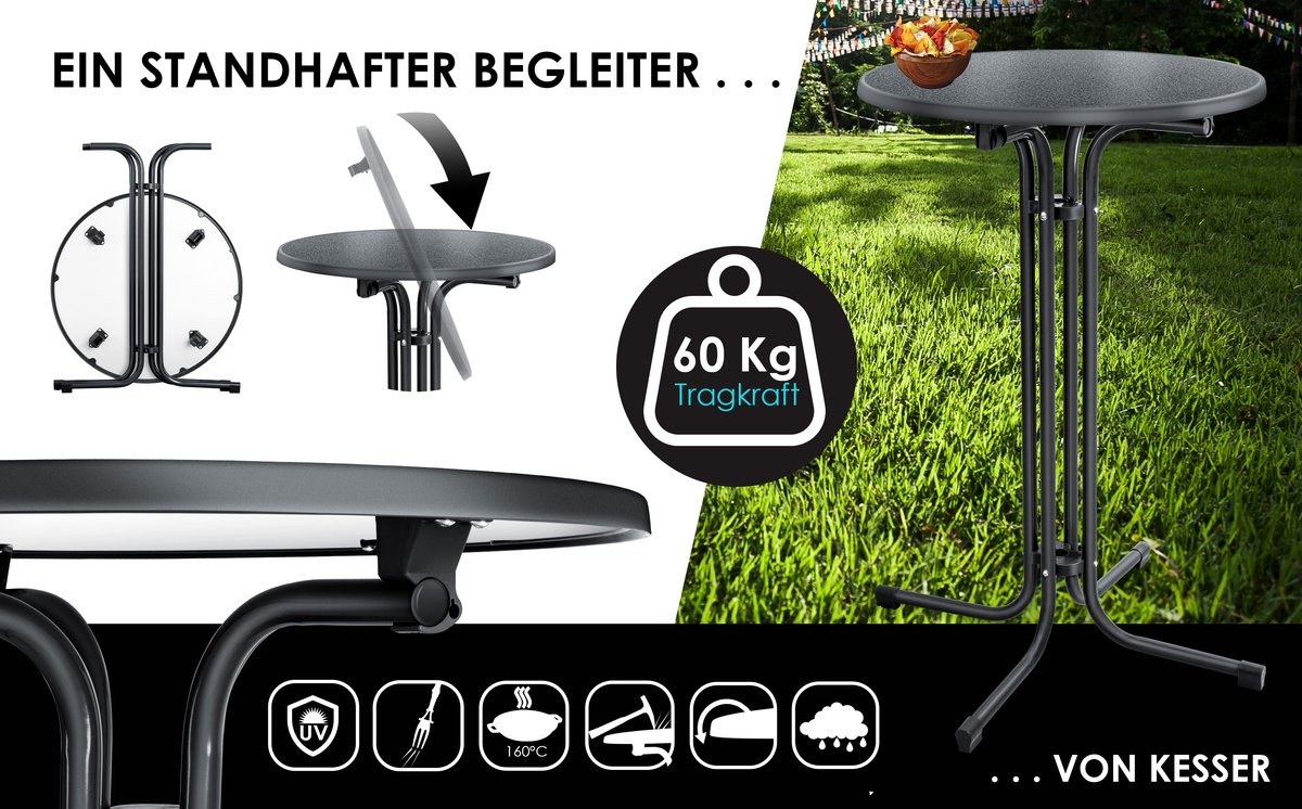 Statafel rond diameter 60 cm - weerbestendig - hittebestendig - zwart - Afbeelding 11