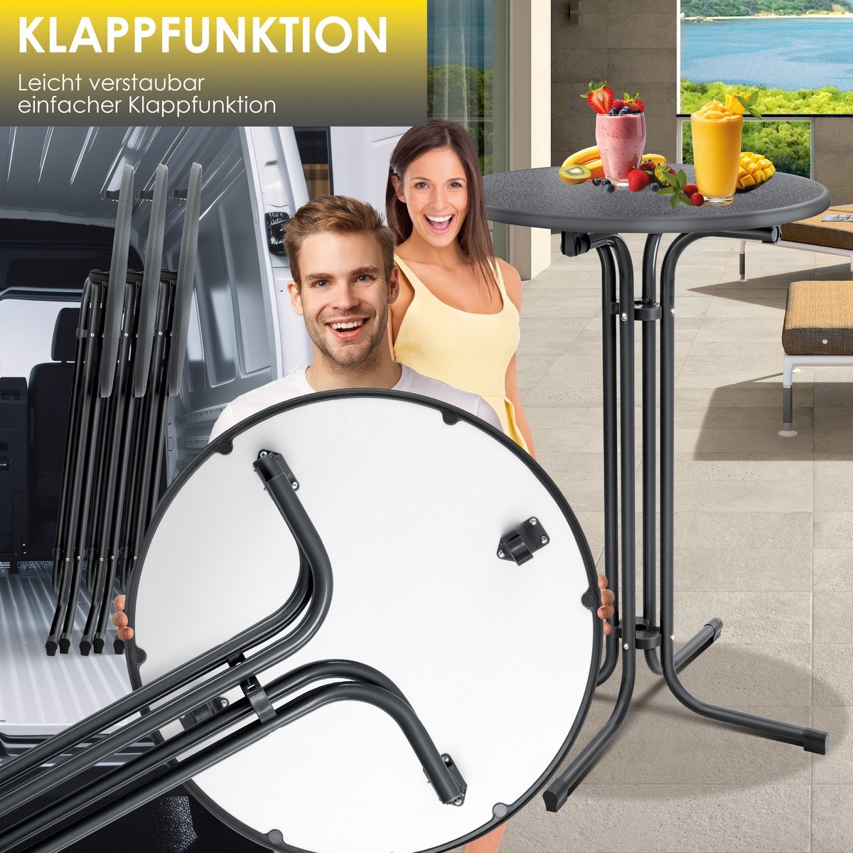 Statafel rond diameter 60 cm - weerbestendig - hittebestendig - zwart - Afbeelding 12