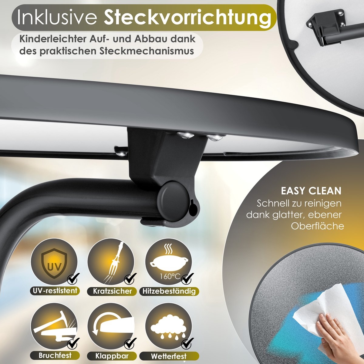 Statafel rond diameter 60 cm - weerbestendig - hittebestendig - zwart - Afbeelding 13